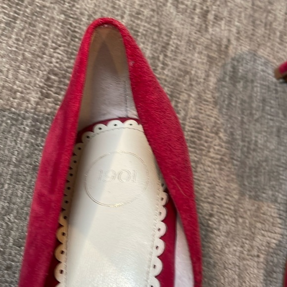 1901 Barrett Bow Kitten Heels Red Suede Size 8.5M - Picture 6 of 8